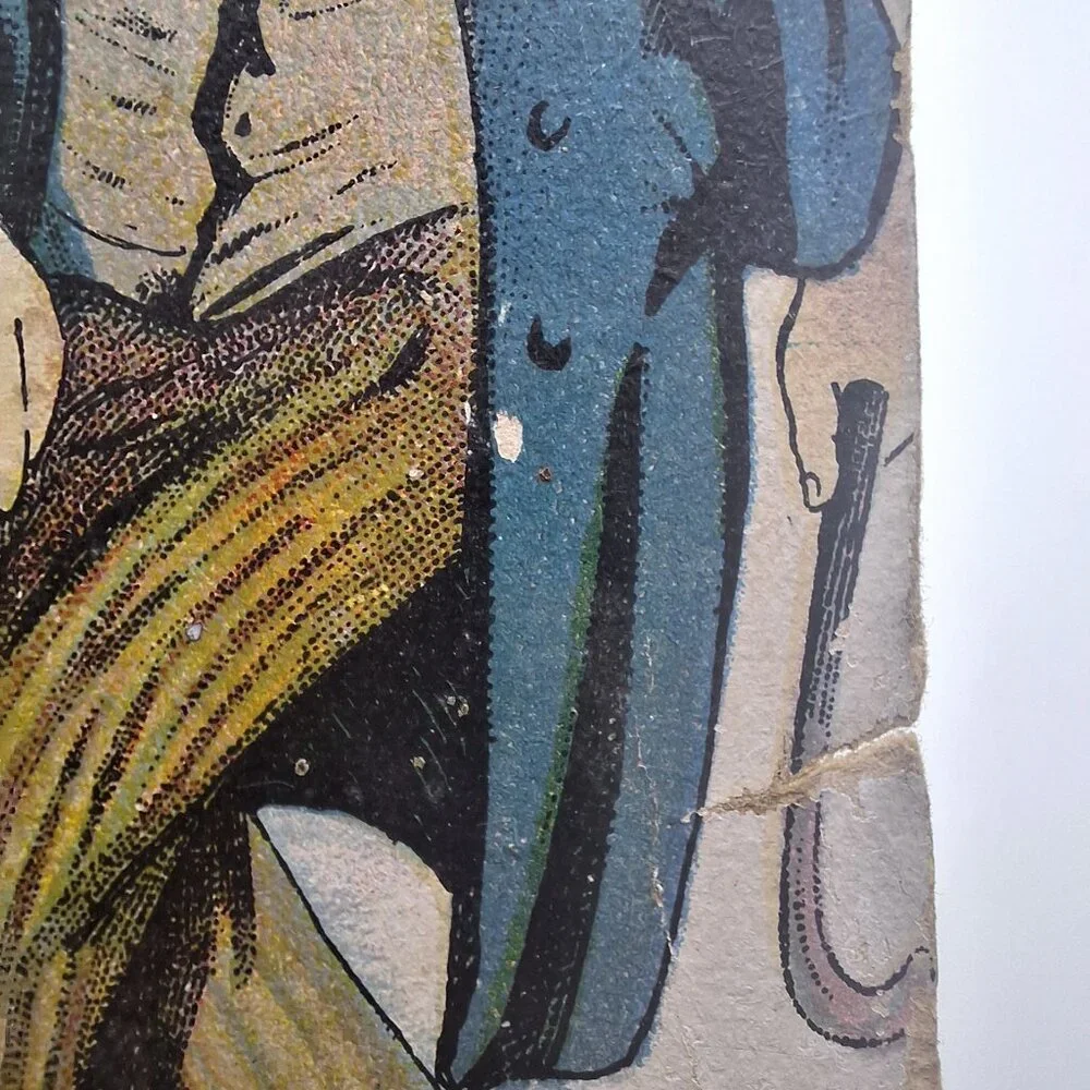Antique French Postcard Un Menage Tres‎ Uni Artwork Humor Multilingual Handmade